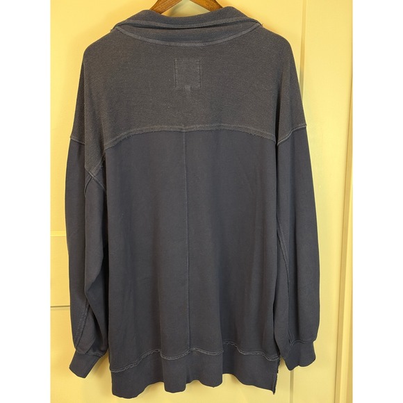 Aerie Starry Skies Navy Blue Sweatshirt Size Large Oversized Raw Edge - Picture 3 of 11